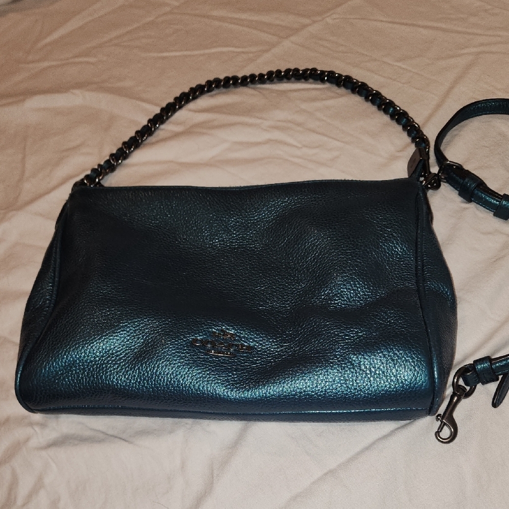 Coach Blue Shoulder Bag with Textured Finish